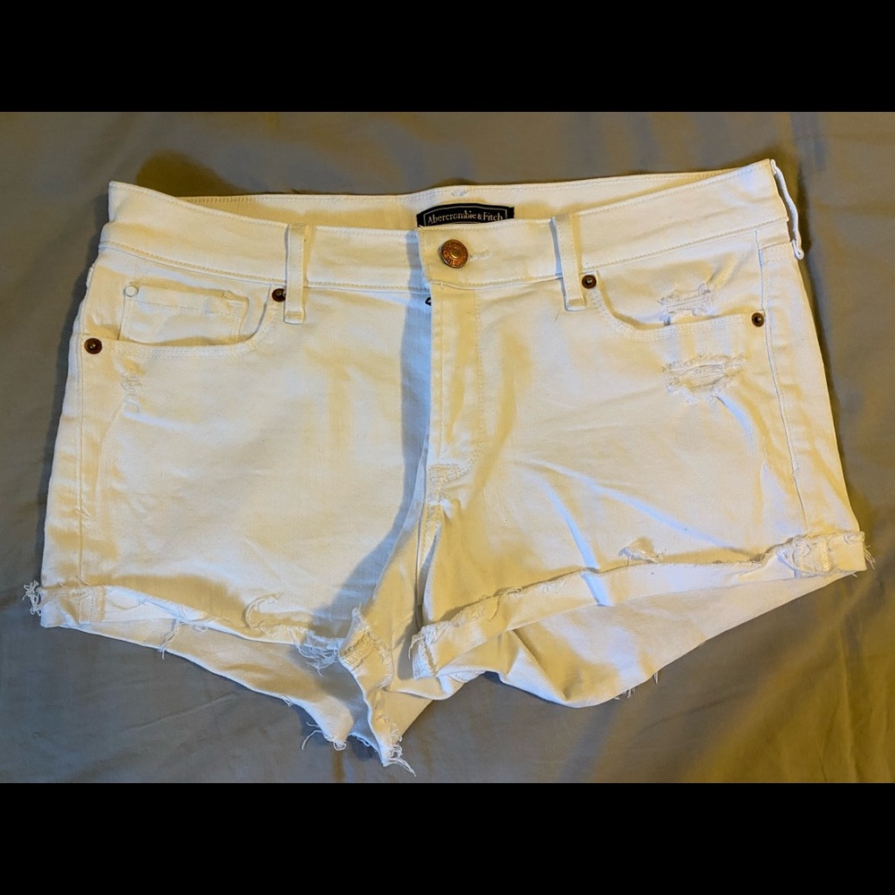 Abercrombie white jean shorts